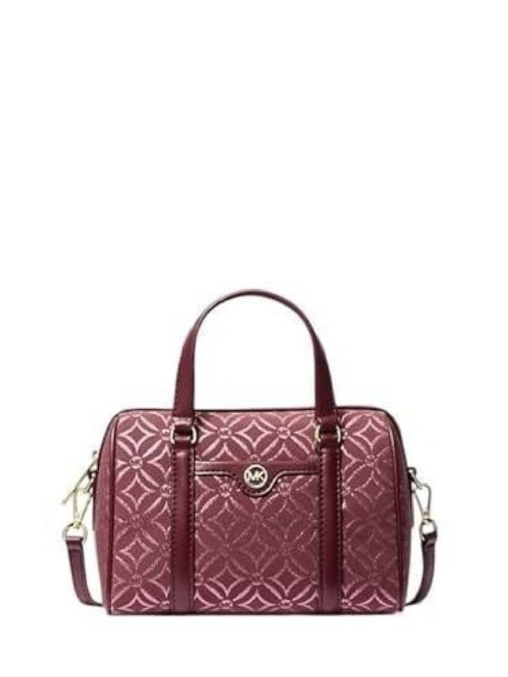 Michael Kors Travel Small Metallic Jacquard Logo Duffle Satchel Crossbody Bag (O